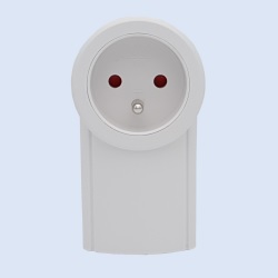 Remote controlled plug front grey background
